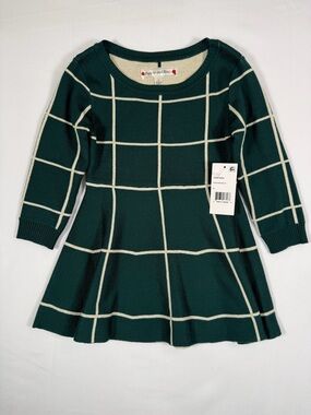 NWT POPPIES AND ROSES Girls 4 Sweater Knit Fit Flare Dress Gold Windowpane NEW